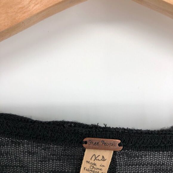 FREE‎ PEOPLE Black Slub Linen Blend Midi Cardigan Crochet - Picture 4 of 8